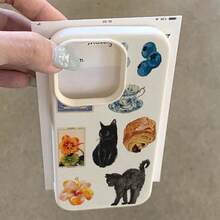 Diseño de pan con gato y flores vintage, funda de teléfono clásica y elegante con protección contra golpes y caídas, resistente a la suciedad y duradera, adecuada para  17/17 Pro/17 Pro Max/17 Air/ 16/16 Pro/16 Pro Max/16 Plus/ 15/15 Pro Max/15 Pro/15 Plus/ 14/14 Pro/14 Plus/14 Pro Max/ 13/13 Pro/13 Pro Max/12/12 Pro/12 Pro Max/11/11 Pro/11 Pro Max/XR/X/XS/XS Max. Es el regalo de cumpleaños perfecto para novias, novios, esposos, esposas, amigos o para uno mismo, innovador y a la moda, adecuado tanto para hombres como para mujeres.Protector elegante y comercial. - Multicolor 1423 - Ver 5