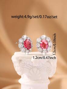 1 par de pendientes de botón de flor con micro-incrustaciones de circonita de lujo y delicados, de cobre, aptos para el uso diario