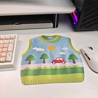 وسادة طاولة مزخرفة مبتكرة وجميلة بطباعة فأر مزيفة، مانعة للانزلاق وسميكة، مصنوعة من الديتوميت المقاوم والمتين لديكور المكتب