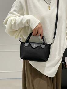 1 chiếc ví mini thời trang bằng da lộn giả hươu, túi vuông nhỏ, túi đeo vai/đeo chéo sành điệu dành cho nữ, ví mini màu trơn, có thể đựng điện thoại, tiền xu, son môi, v.v., vật dụng cần thiết cho việc đi lại hàng ngày. - màu đen - Xem 6