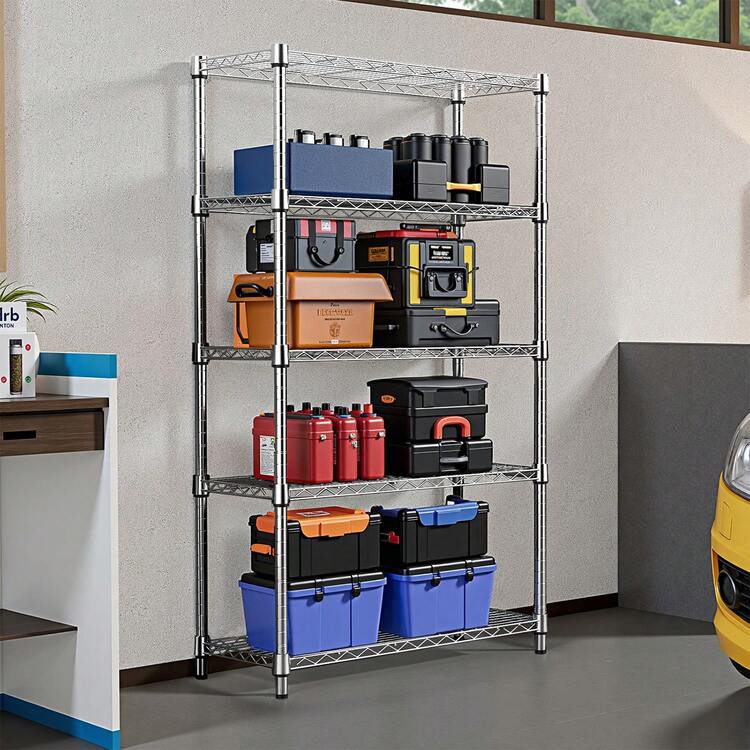 M MZG Estantería de almacenamiento de alambre ajustable, estante organizador cromado resistente para despensa, cocina, lavandería, oficina, baño, unidad de estantería utilitaria plateada para el hogar y almacenamiento en garaje. - Plateado - Añade 2