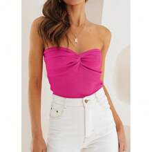 EFAN Womens Tube Tops Fall Fashion Summer Outfits 2025 Casual Beach Vacation Clothes Sweaters Strapless Sleeveless Tank Tops{"Size_name":"X-Small","Color_name":"HotPink"} - 粉色 - 查看 3