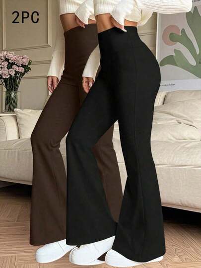 Pantalones acampanados de cintura alta de unicolor con estiramiento, pantalones de yoga deportivos, leggings de compresión, pantalones para correr y fitness, pantalones deportivos transpirables y de secado rápido para primavera y verano, leggings de mujer, ropa de mujer