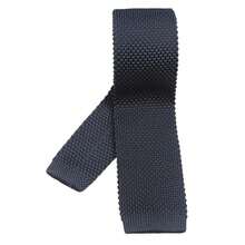 Corbata delgada de punto de unicolor y textura para hombres, acabado cuadrado {"Talla_nombre":"Talla única","Color_nombre":"Gris oscuro" - Multicolor23 - Ver 5