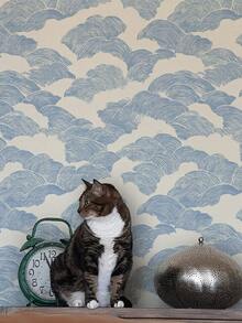 ihomeli 17.7英寸 x 9.8英尺 可移除蓝色波浪图案自粘壁纸，无缝海洋波浪纹理，防水墙面装饰，家居装饰，房间装饰 - 彩色 - 查看 11