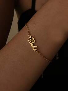 1pc Stainless Steel Custom Name Bracelet, Noble And Simple Style, Personalized Fashion Chain, Suitable For Daily Wear, Girl's Gift - Stainless Steel Material