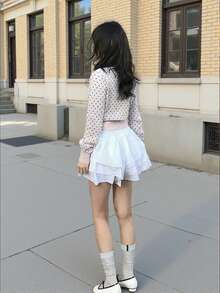 Cute Polka Dot Knit Cardigan, Slim Fit Sweater, Long Sleeve Top For Women - Pink - View 6