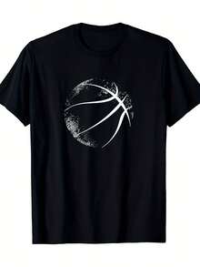 Strapazierfähiges, klassisches, essentielles, herbstliches Basketball-T-Shirt aus Bio-Baumwolle mit Grafik - Schwarz - Übersicht 1