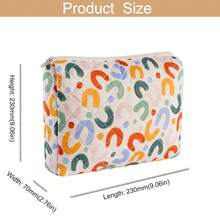 Makeup Bag Travel Cosmetic Bag For Women Girls, Zipper Make Up Pouch, Floral Flowers Toiletry Organizer Makeup, Portable Storage Bag, Cosmetic Travel Cloth Bag (L/UU Colourful){"Color_name":"U7Large/UUColourful"} - U7大號/UU彩色 - 查看 5