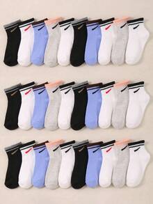 5/10 Pairs Random Solid Color Sports Trainer Socks For Children, Black To School Baby Boys Girls Socks, Multi-Color Infant Kids Socks, Newborn Essentials Baby Shower Decoration, Cute & Soft Socks For School Sports Travel Daily Wear