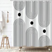 White And Black Extra Long Shower Curtain, Boho Minimalist Mid Century Modern Arch Geometric Machine Washable Waterproof Fabric For Bathroom Bathtub Decor With Hooks 72Wx78H{"Color_name":"WhiteandBlackBoho","Size_name":"72\"Wx78\"L(Packof1)"} - 多色19 - 查看 3