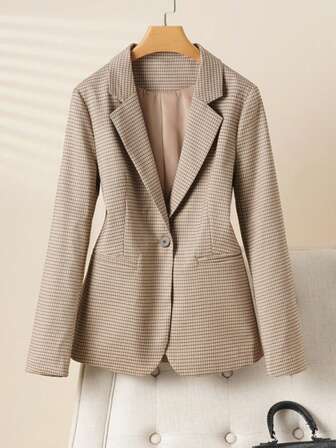 Plaid Blazer Jacket For Women, Fashionable, Commuting, Casual, High-Quality, Versatile, Spring/Autumn