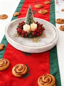 1pc 7.8in/11in Vintage Distressed Wooden Tray, Coffee Cup Candle Holder Decorative Plate For Living Room, Kitchen Tabletop, Handmade Wooden Storage Decor, Halloween/Christmas Gift