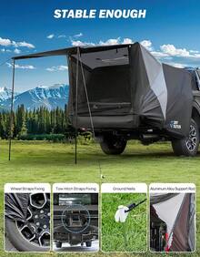 JOYTUTUS Truck Tent With Awning, Truck Bed Tailgate Tent Pickup Camping Tent Canopy (Only Fits Full-Size Truck With Soft Topper Or Camper Shell) - 1 - Xem 7