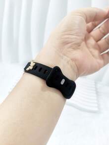 1pc Fashion Silicone Watch Band Compatible With Apple Watch Band 38/40/41/42/44/45/46/49mm, Butterfly Alloy Buckle Silicone Bracelet Suitable For Apple Watch Ultra 2 Series 1-10 & SE - Band Only