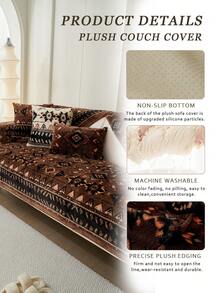 1 Stück nordischer und orientalischer Stil Flanell Sofakissenbezug, Herbst/Winter verstärkter warmer Sofabezug, tierfreundlich, Möbelschutz, passend für alle Sofas, maschinen-/handwaschbar, geeignet für Wohnzimmer, Schlafzimmer, Büro Sofa Dekoration