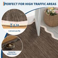 Kitchen Modern Simple Home Decor Area Rug Thin Low Pile Washable Carpet Soft Non Shedding Bordered Floorcover Easy To Clean Non Slip Entrance Runner Rug Stain Resistant Printed Mat Throw Rug For Hallway Bathroom Bedroom Dinning Room Laundry Living Room - Brown - View 7