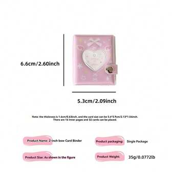 1pc 6 Color Options Mini 2-Inch Photo Album Keychain Holder, Cute Heart Shaped Photo Pouch For ID Cards, Certificates