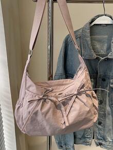 New Fashion Daily All-Match Niche Pleated Design Bow Decorated Crossbody Bag, Casual Simple Solid Color Handbag, Large Capacity, Portable, Lightweight Travel, Suitable For School, Work And Commute - Multicolor - View 14