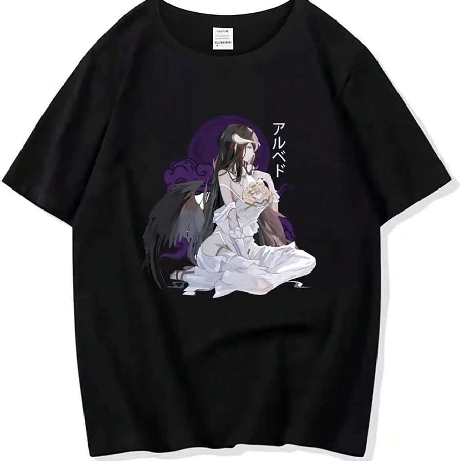 Westtrend Overlord T-Shirts Unisex Momonga Pullover Albedo T-Shirts Anime Overlord Albedo T-Shirts Für Männer Und Frauen - 黑色 - 查看 1