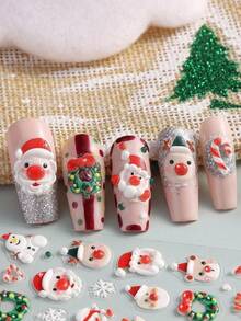 Adesivi per arte di unghie a sfera di cristallo natalizia, adesivi per arte di unghie invernali 5D in rilievo con fiocchi di neve, adesivi per arte di unghie stile Y2K, decorazioni fai-da-te per unghie con motivi natalizi e di Capodanno, forniture per arte di unghie