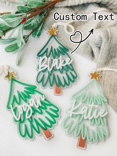 Customized Name Acrylic Christmas Tree Name Tags, Layered Gift Tags, Stocking Tags, Ornaments