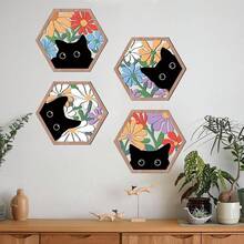 IARTTOP Black Cats Wood Sign Decor Funny Cats House Wooden Plaques Welcome Door Sign (10X11 Inch) Kitten Hanging Signs Cute Animal Welcome People Tolerated Themed Gifts Pet Shop Home Decor