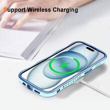 For IPhone 15 Plus Case Wave Wavy Phone Cases With Love Heart, Luxury Plating Edge Cute Curly Shape Cover For Women Girls, Thin Slim Soft TPU Rubber Shockproof Protective Cover, Light Blue{"Color_name":"LightBlue","Size_name":"ForiPhone15Plus-6.7inch"} - 多色27 - 查看 6