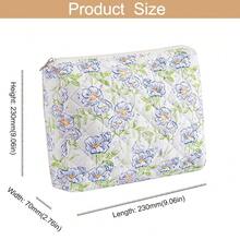 Makeup Bag Travel Cosmetic Bag For Women Girls, Zipper Make Up Pouch, Floral Flowers Toiletry Organizer Makeup, Portable Storage Bag, Cosmetic Travel Cloth Bag (L/Large Blue Flowers){"Color_name":"U8Large/LargeBlueFlowers"} - U8大/大藍色花朵 - 查看 4