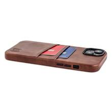 Funda de tarjeta para 14 Plus con placa de metal integrada para montaje magnético y 2 bolsillos: Cartera de piel sintética premium Exec M2 (14 Plus, Marrón) - Multicolor3 - Ver 5