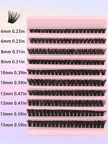 200pcs DIY False Eyelashes, 0.07mm Thickness, D Curl, Natural Style, Handmade Mink Fiber, Perfect For Halloween, Wedding, Party, Travel - D - 查看 5