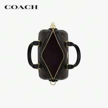 COACH Rowan18 Classic Signature PVC Canvas & Leather Zip Top Satchel Handbag, Small, Brown/Black