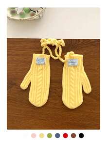 秋冬季保暖可爱挂脖触屏针织手套，女士加厚保暖防风全指针织手套，适合学生、骑行、户外活动 - Best wish布標 - 查看 18