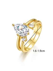 2 Stücke/Set modischer minimalistischer S925 Sterling Silber Ring Set mit eingebettetem 2CT Moissanit Rundschliff, Schmuck für Frauen, Verlobung, Hochzeit, Party, Alltag, Urlaubsgeschenk