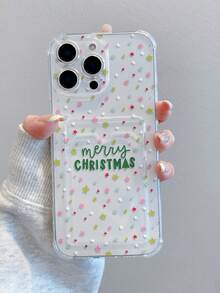 1pc Elegant Christmas Colorful Star & Letter Pattern Transparent Shockproof TPU Phone Case, Suitable As Holiday Gift Compatible With IPhone Xs/Xsmax/Xr/11 12 13 14 15 16 17pro/Promax/14 15 16plus