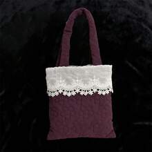 Women's Lace Patchwork Handbag Fashionable Versatile Mini Floral Purses For Daily Life, Work, Travel - 紫色 - 查看 4