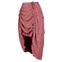 Zhitunemi Women's Steampunk Skirt Ruffle High Low Outfits Gothic Plus Size Pirate Dressing{"Size_name":"5X-Large-6X-Large","Color_name":"BrickRed"} - BrickRed - View 3