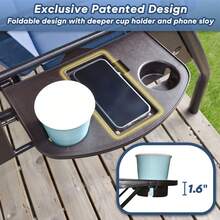 ZZW 3 Seat Outdoor Porch Patio Swing With Stand 800lbs 2-In-1 Convertible Swing Bed With Adjustable Canopy & Removable Cushion For Yard Garden Deck - 藍色 - 查看 5