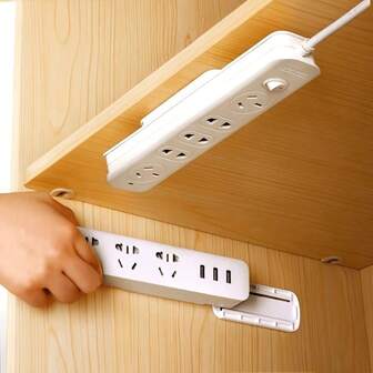 Self-Adhesive Power Strip Bracket, Detachable For Storage, Suitable For Routers And Remote Controls, Allowing You To Place Your Favorite Items Neatly Anywhere.Home Essentials,Room Decoration Stuff,*