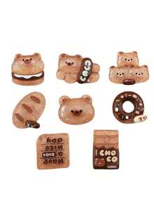10pcs Mixed DIY Bread & Donut Resin Craft Pieces, Faux Food Decor, Flat Back, For Earrings, Hair Accessories, Jewelry Making, Crafts (For Ages 14+) - Multicolor - View 7