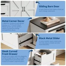 CuisinSmart Farmhouse TV Stand For Up To 70 Inch TVs,Entertainment Center With Sliding Barn Door,Modern Media Console With 4 Drawers,Wood TV Stands For Living Room - White - View 5