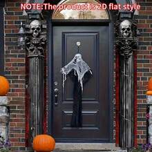 Halloween Door Banner 2 Pcs Set Skull Pattern Halloween Porch Sign For Front Door - Multicolor - View 2