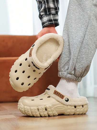 冬用ルームシューズ、ブランド カジュアル 厚底 サーマルライニング クロッグ、滑り止め 暖かい室内用シューズ