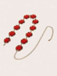 1 件女士优雅腰带，带镜面装饰、玛瑙水晶腰链、红宝石金属链，适合搭配夏季、秋季、万圣节连衣裙 - 套裝1 - 查看 22