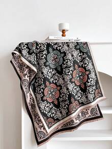 1pc Elegant Plant Pattern Jacquard Scarf, Warm And Versatile For Women, Suitable For Air-Conditioned Rooms, Autumn/Winter, Fashion Accessory And Gift