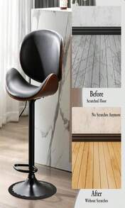 4 Pack Bar Stools Leg Protectors Ring, Stretchable Silicone Non Slip Chair Leg Protector, No Scratches No Noise Chair Footrest Bottom Pads Protect Wooden Floor, Fits 145"-165" Round Base (Black)