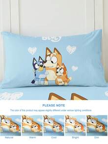 Bluey Bluey 1/2pcs Light Breathable Pillowcase, Blue And White Bluey Cartoon Pattern, Soft Pillow Cover, With Envelope Closure, Wrink-Free, Better For Hair Skin Sleep, Pillow Covers Without Filling For Bedroom, Bedding Supplies Ultra Soft And Breathable, No Filler, Machine Washable, Suitable For Living Room And Household Use, Bedroom Decoration, Autumn Decor, Room Decor, Back To School, School Supplies, Oeko-Tex