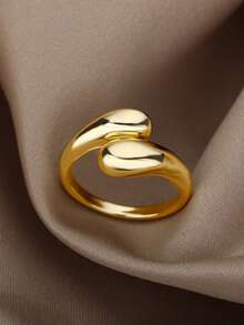 Anéis vintage assimétricos geométricos com rebites em aço inoxidável, cor dourada, resistentes ao desbotamento, anel aberto para mulheres, joias para festas, acessórios de dedo para casamento, presentes para mães/melhores amigas.