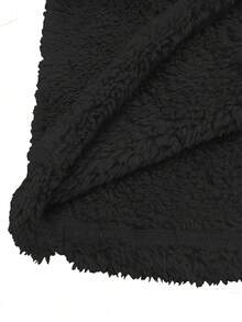 Plus Size Women Casual Solid Color Hooded Long Sleeve Zipper Pocket Design Fluffy Jacket, Fashionable & Elegant For Daily Commute And Street Style, Suitable For Autumn And Winter