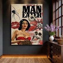 1pc Unframed Vibrant Canvas Painting Poster - Retro Modern Art Deco Wall Art For Bedroom, Living Room, Cafe, Bar - Indoor Outdoor Decor, Gift Idea, Wall Hanging Decor